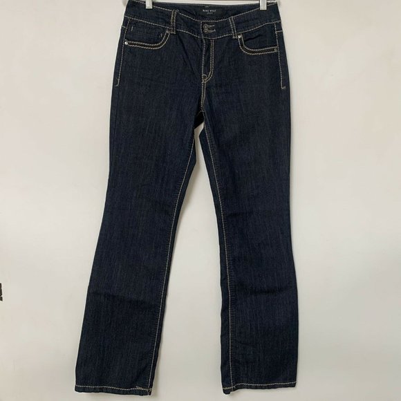 Nine West Women Jeans Size 8 Blue Dark Wash Boot Cut Mid Rise 9" Blig Pockets Em - Picture 1 of 9